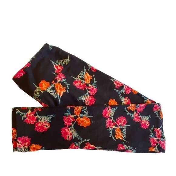 1237 LuLaRoe Leggings Size OS Brown Orange Fluffy Floral Print New - Picture 1 of 5